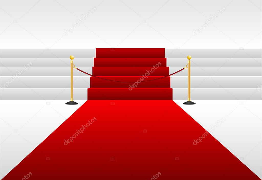 Stairs covered with red carpet