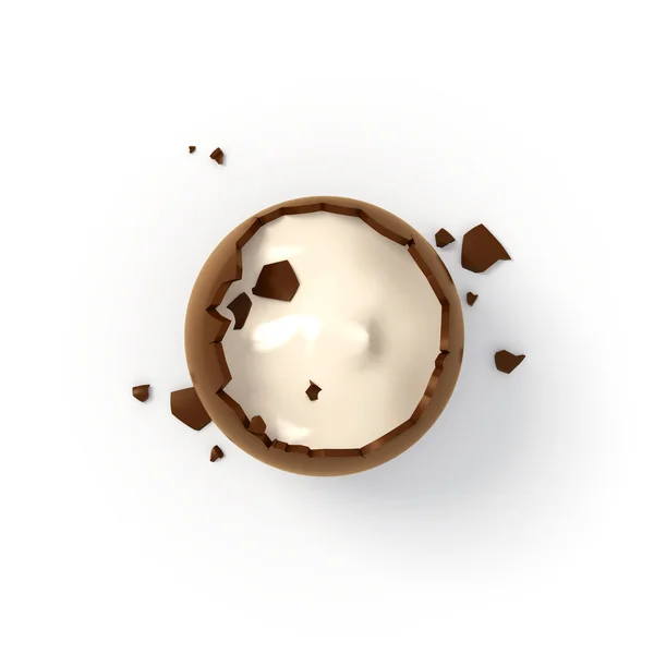 ハッピー イースターのチョコレートの卵クリームが充填 - トップ ビュー — ストック写真