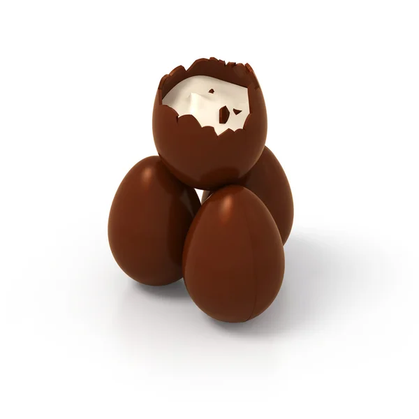 Piramis csokoládé húsvéti tojások boszorkány vaníliakrém - photoreal — Stock Fotó