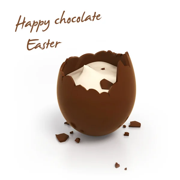 Happy easter chocolade ei met crème vullen — Stockfoto