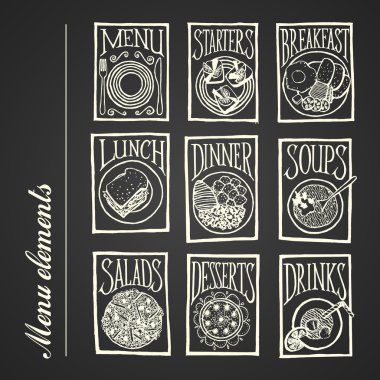 Menü simgeleri - yemekleri yazı tahtası