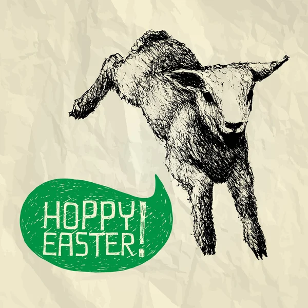 Komló (ugrás) Húsvét! -Boldog húsvéti üdvözlőlap — Stock Vector