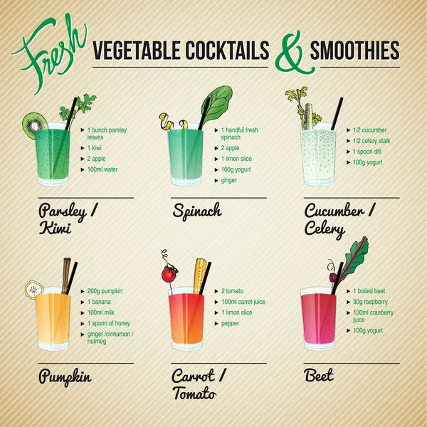 COCKTAILS FRESCOS VEGETALES — Archivo Imágenes Vectoriales