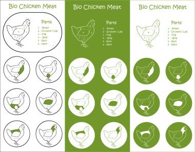Bio tavuk eti parçaları simgeler