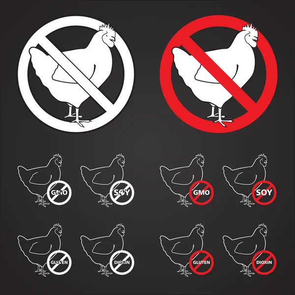 Ensemble de signe de poulet NON — Image vectorielle