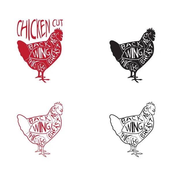 Kyckling nedskärningar — Stock vektor