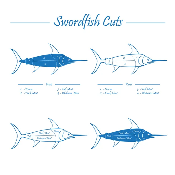 Swordfish skär system — Stock vektor