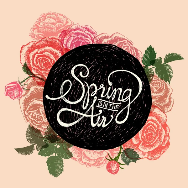 Frühling liegt in der Luft - Blumen Zitat — Stockvektor