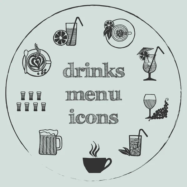 Elementi menu bevande - set di icone 3 — Vettoriale Stock