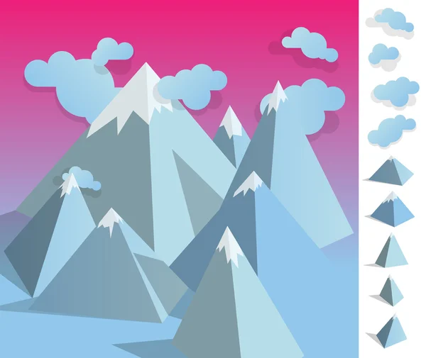 Ilustrasi lanskap gunung es geometris - Stok Vektor