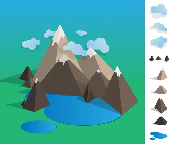 幾何学的な mountaun 湖風景のイラスト — ストックベクタ