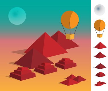 Geometrik manzara piramitler tatlı üzerinde gösterimi