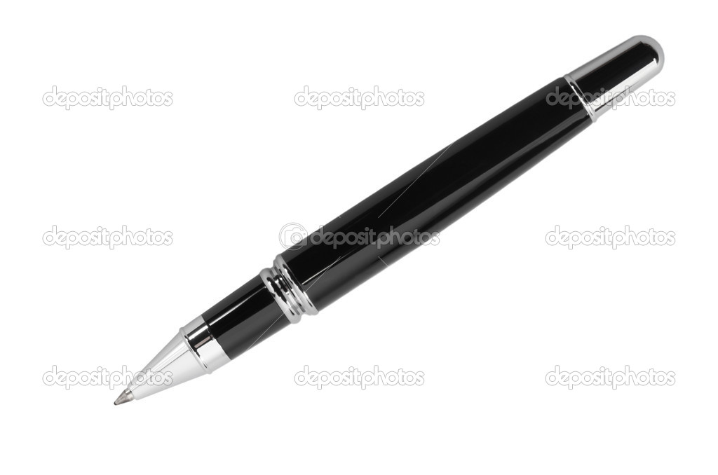 Writing black pen isolated on a white background