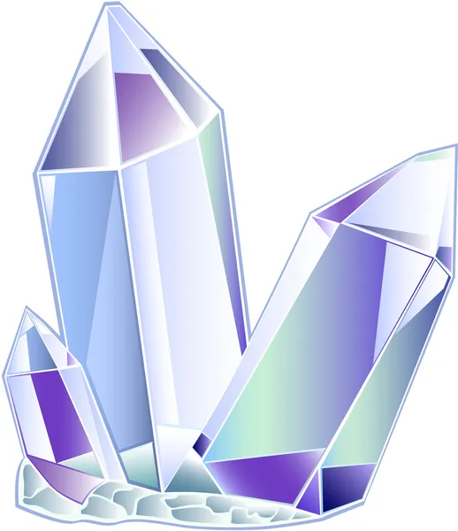 Tres cristales de cuarzo — Vector de stock