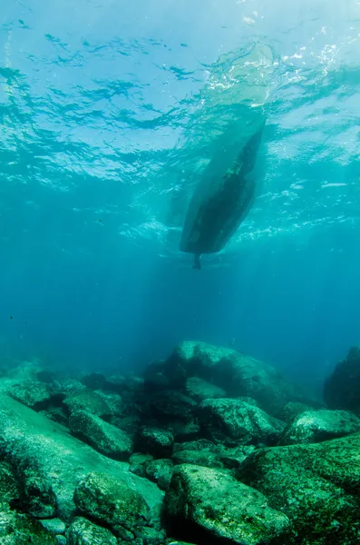 Boot van onderwater reef — Stockfoto