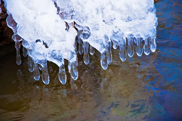 Icicles on water — Stock Photo, Image