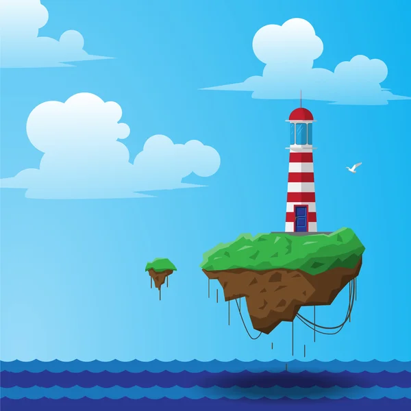 Flying lighthouse illustration — Stock Vector