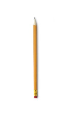 Yellow pencil isolated on white background with clipping path