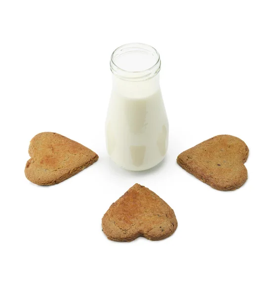 Biscuits en forme de cœur poissonnant à l'alcool de lait — Photo