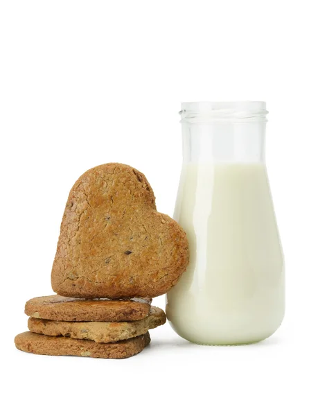 クッキーと牛乳瓶のスタック — ストック写真