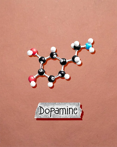 Koffeinkjemisk Formel Med Håndskrevet Dopamin Tekst royaltyfrie gratis stockbilder