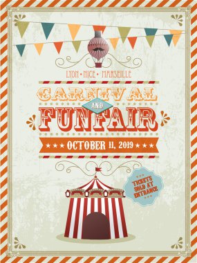 Vintage eğlence Fuarı ve carnival poster