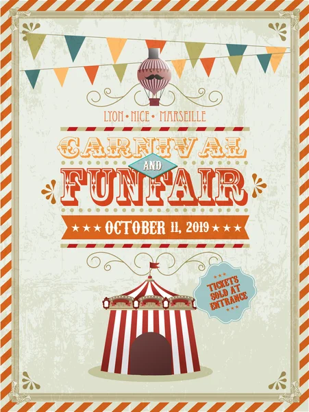 Vintage fun fair and carnival poster — Stock Photo, Image