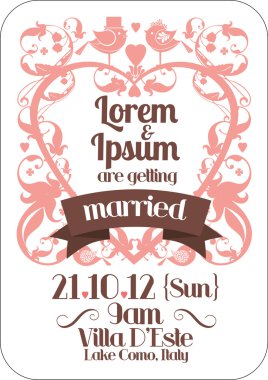 çiçek düğün davetiye kartı