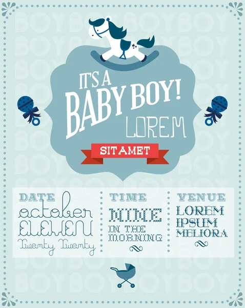 Baby Boy Invitación — Vector de stock