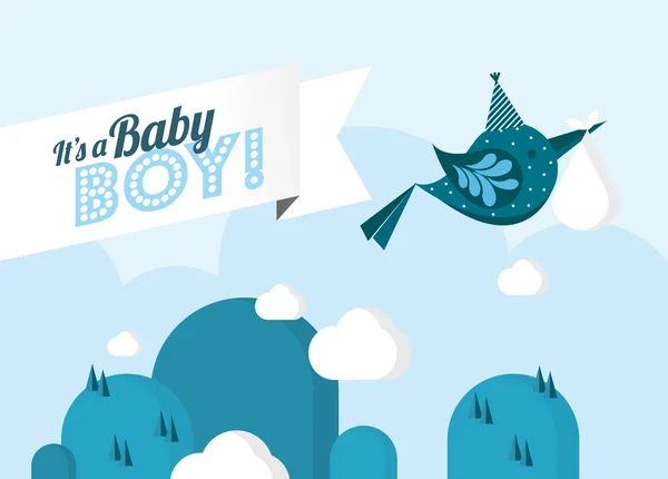 "het is een jongen "baby levering illustratie — Stockvector