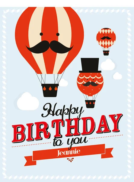 Hot air balloon birthday card — Stock Vector