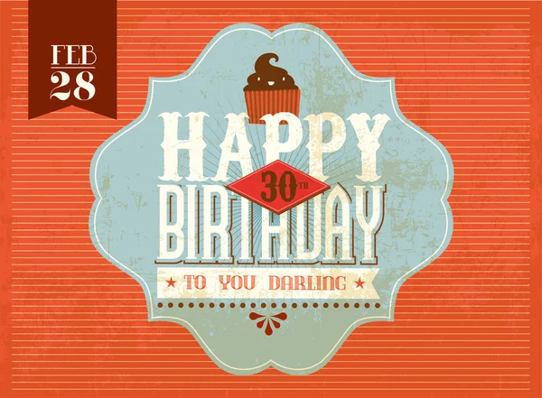 Tarjeta de cumpleaños Vintage — Vector de stock