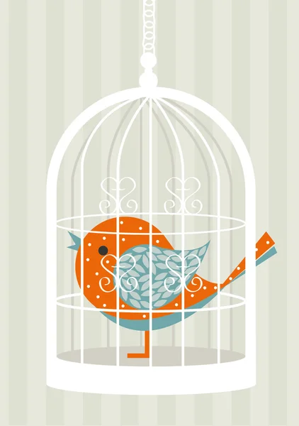 Pájaro en jaula — Archivo Imágenes Vectoriales