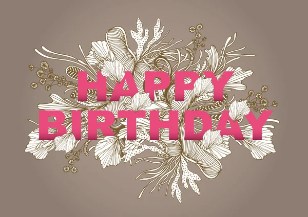 Feliz cumpleaños saludo sin costuras fondo de flores — Archivo Imágenes Vectoriales