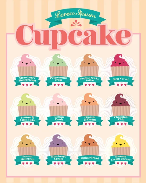 Cupcake menü — Stock Vector