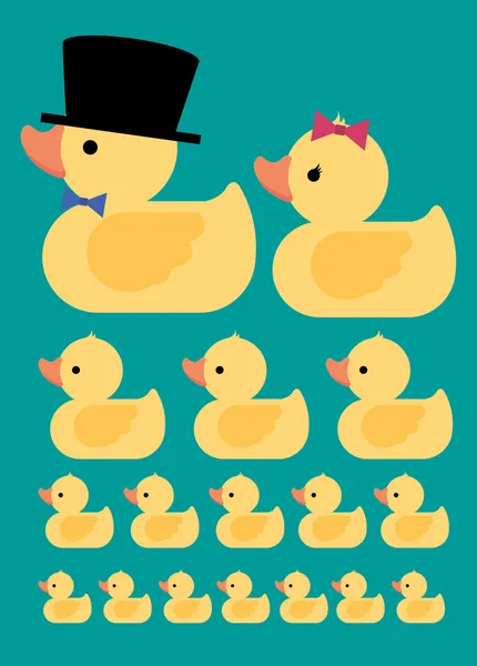 Familia de pato de goma — Vector de stock