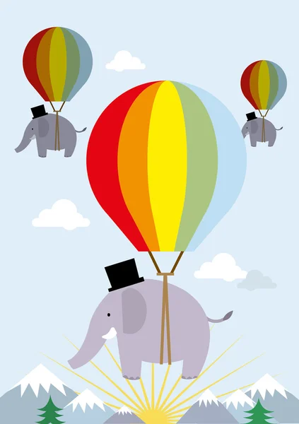 Hot air balloon elephant — Stock Vector