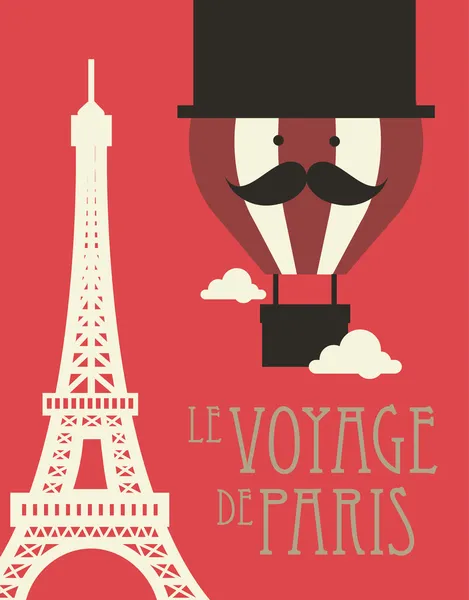 Ballon à air chaud et tour Eiffel de Paris — Image vectorielle