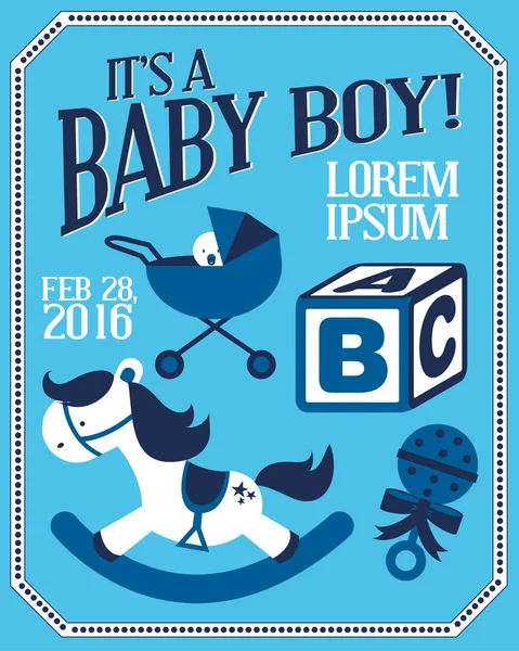 Vintage baby boy poster — Stock Vector