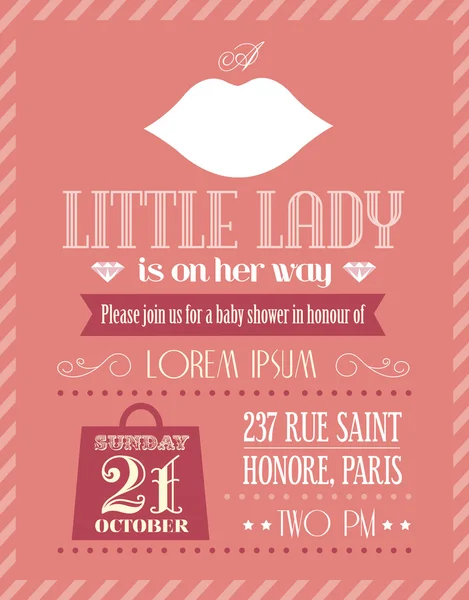 Little lady baby shower invitation card — Stock Vector