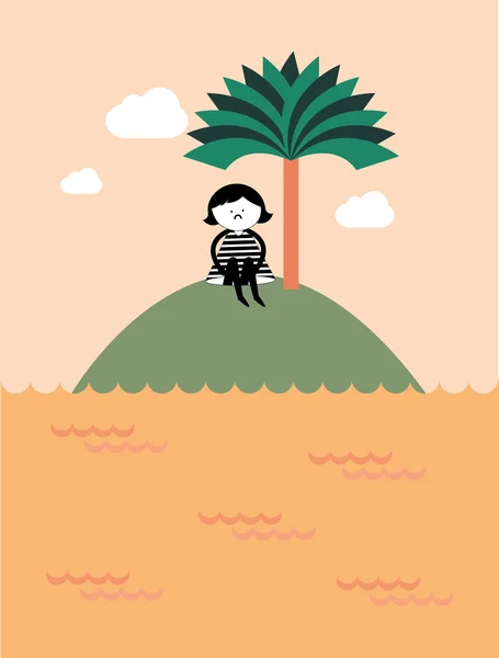 Lonely girl — Stock Vector