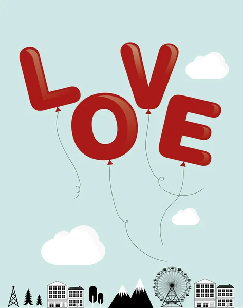 Globos de amor — Vector de stock