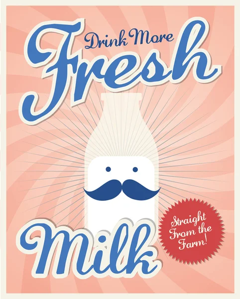 Vintage süt poster şablonu — Stok Vektör