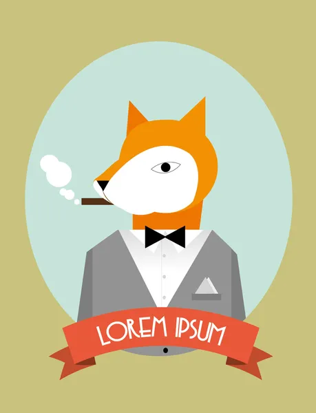 Fox with pipe — Stock Vector
