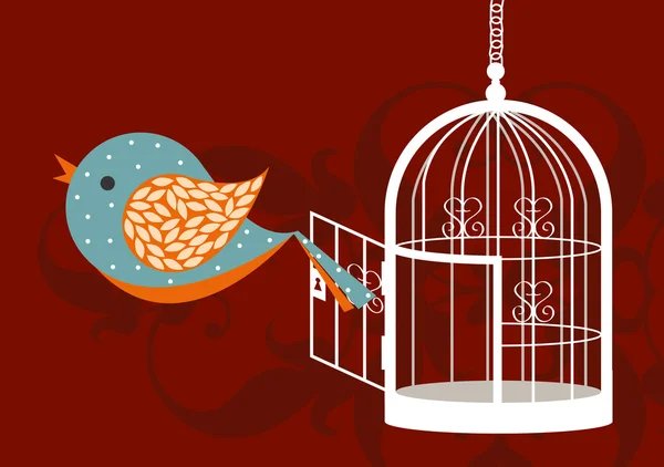 Cage ouverte pour oiseaux — Image vectorielle