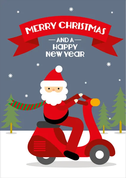 Santa claus on bike — Stock Vector