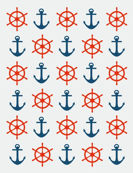 Anchor and steering wheels — Stock Vector