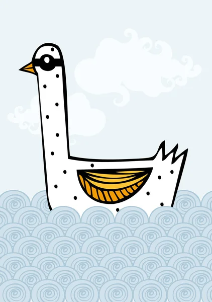 Cisne en el agua — Vector de stock