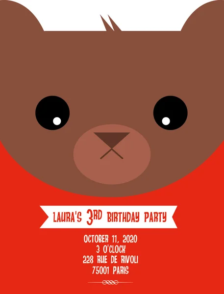 Niedźwiedź szablonu karty urodziny zaproszenie — Wektor stockowy