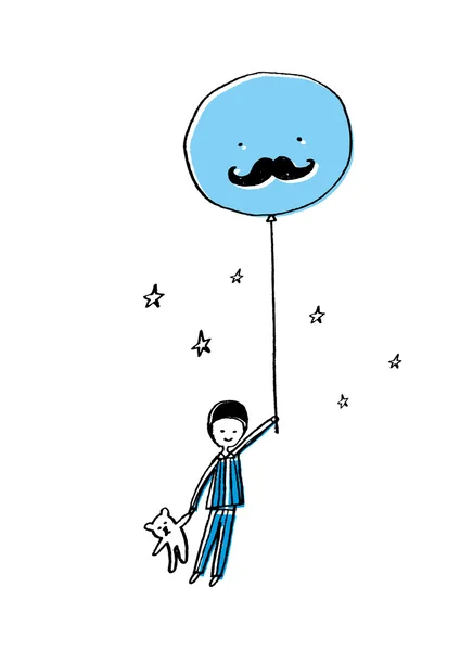 Dreng med ballon og bamse – Stock-vektor